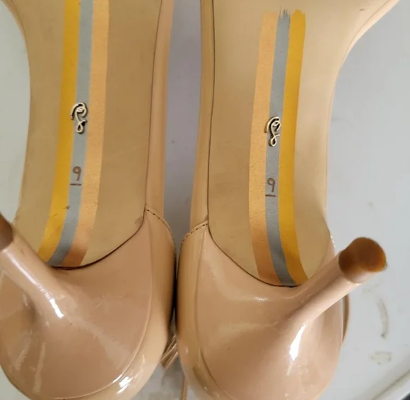 Sam Edelman Kitten Heel Beige Blush Tan Peonie Square Toe High Heel Shoe Women 9 - Picture 11 of 15